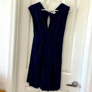 Blue cotton dress with pockets
